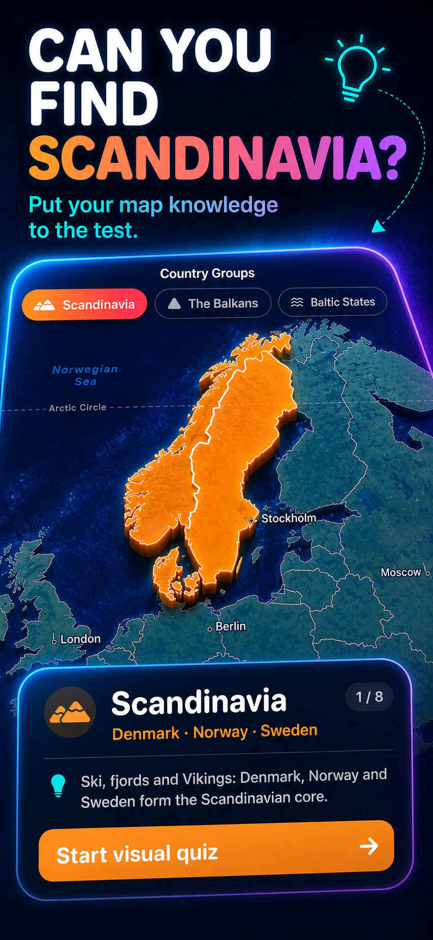 Country Groups visual quiz for Scandinavia